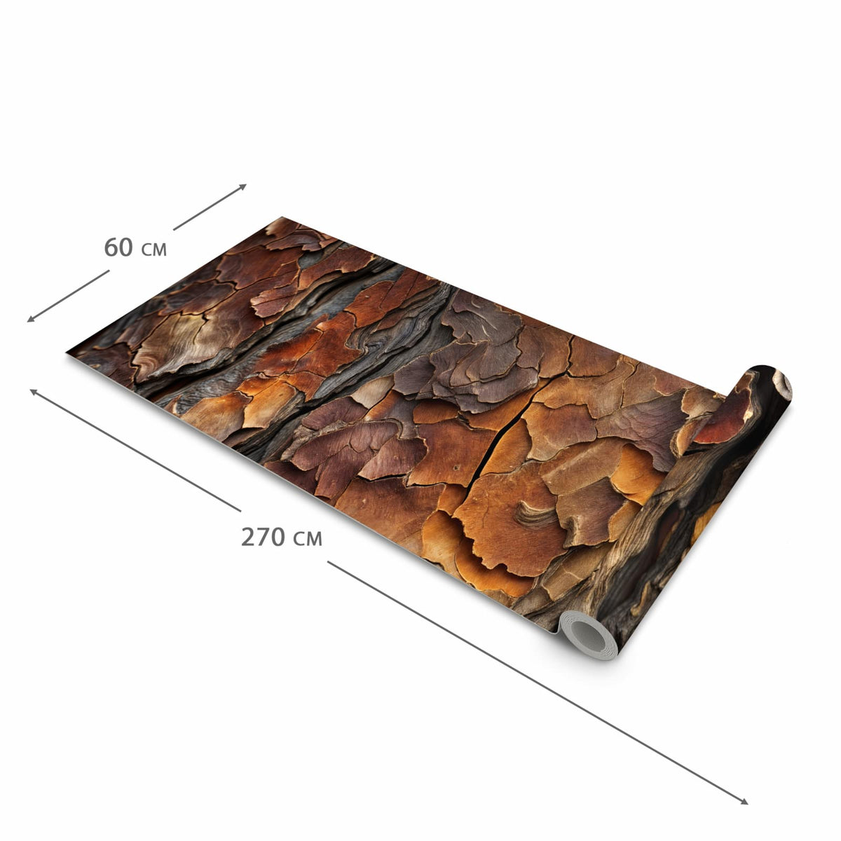 Geruchsneutraler rutschfester Küchenläufer mit Motiv Baumrindenstruktur in der Grösse 80x200 cm