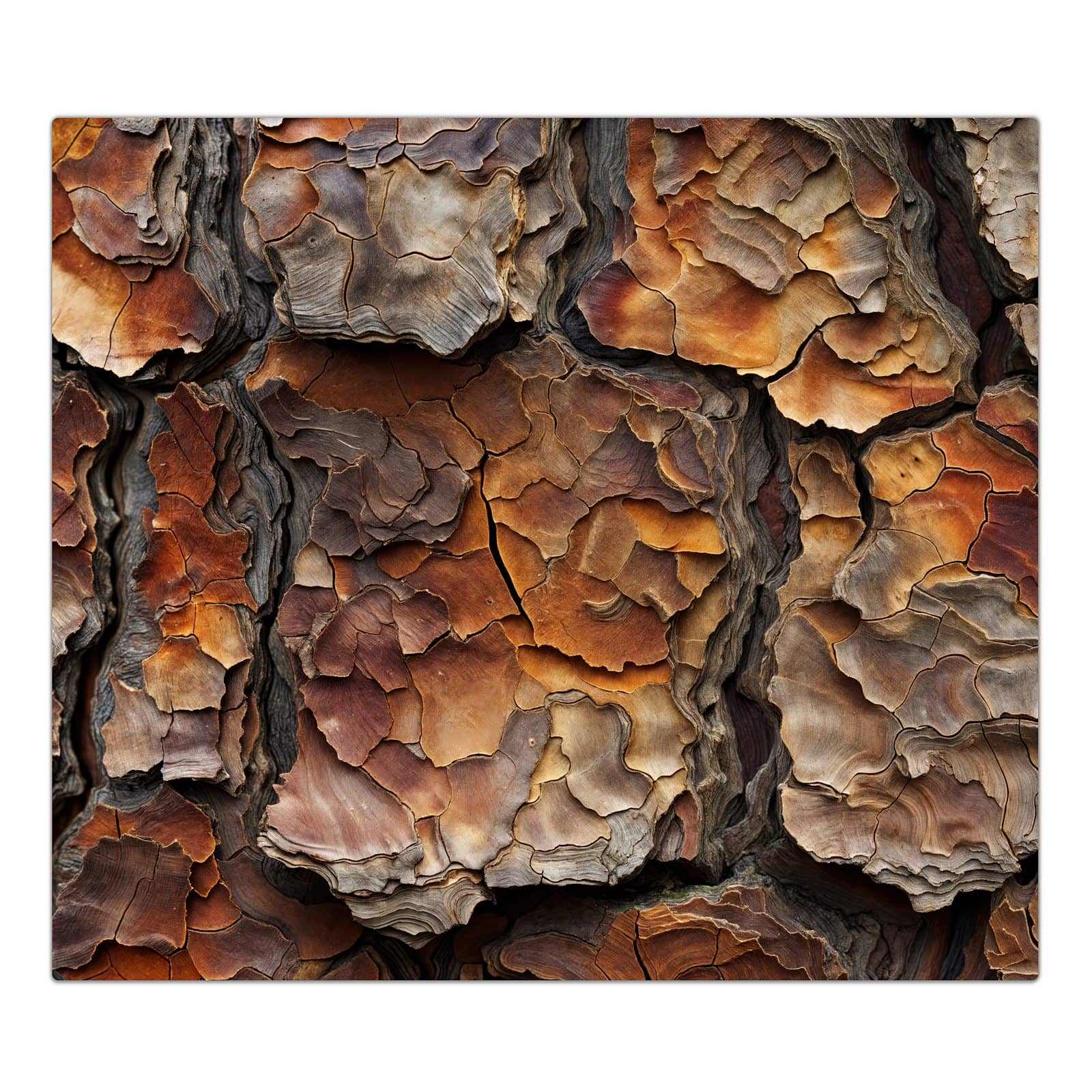 1-teilige Herdabdeckplatte mit Baumrindenstruktur-Motiv in der Frontansicht #grösse_1-Teilig (60x52cm)