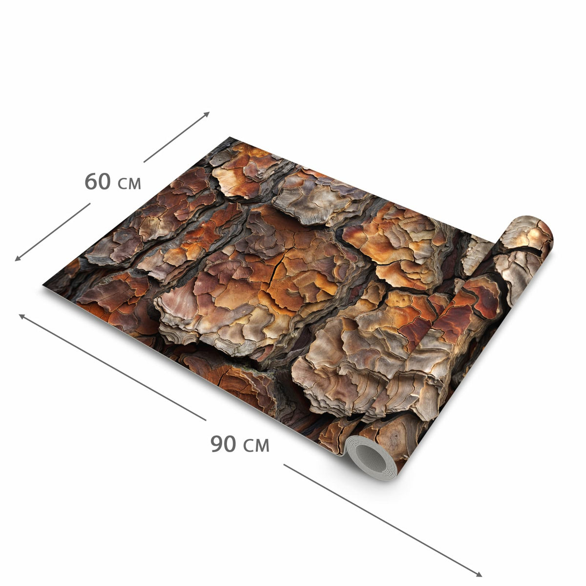 Flacher rutschfester Küchenläufer mit Motiv Baumrindenstruktur in der Grösse 80x200 cm