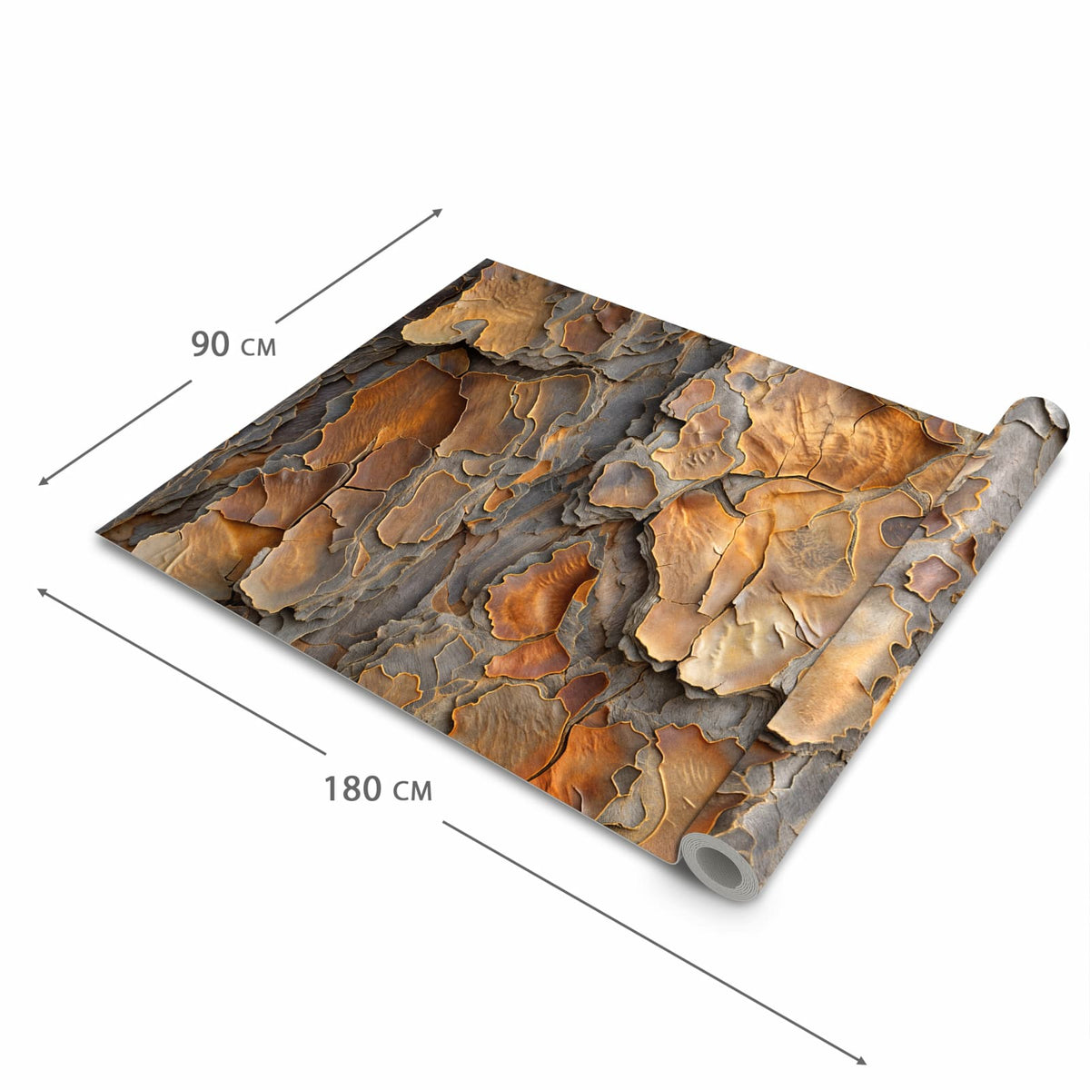 Abriebfester großer Küchenteppich mit Motiv Rinde Struktur Formen in der Größe 80x200 cm