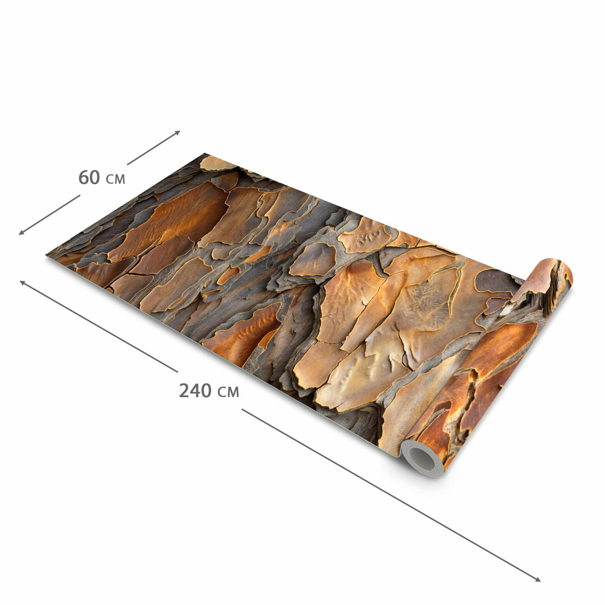 Bodenschonender Bodenläufer Teppich mit Motiv Rinde Struktur Formen in der Grösse 80x200 cm