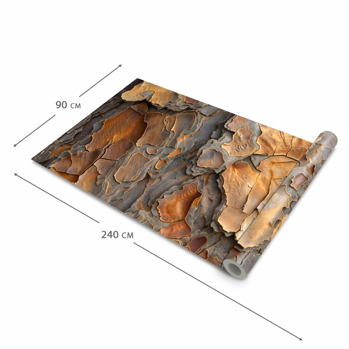 UV-beständiger rutschfester Küchenteppich mit Motiv Rinde Struktur Formen in der Grösse 80x200 cm