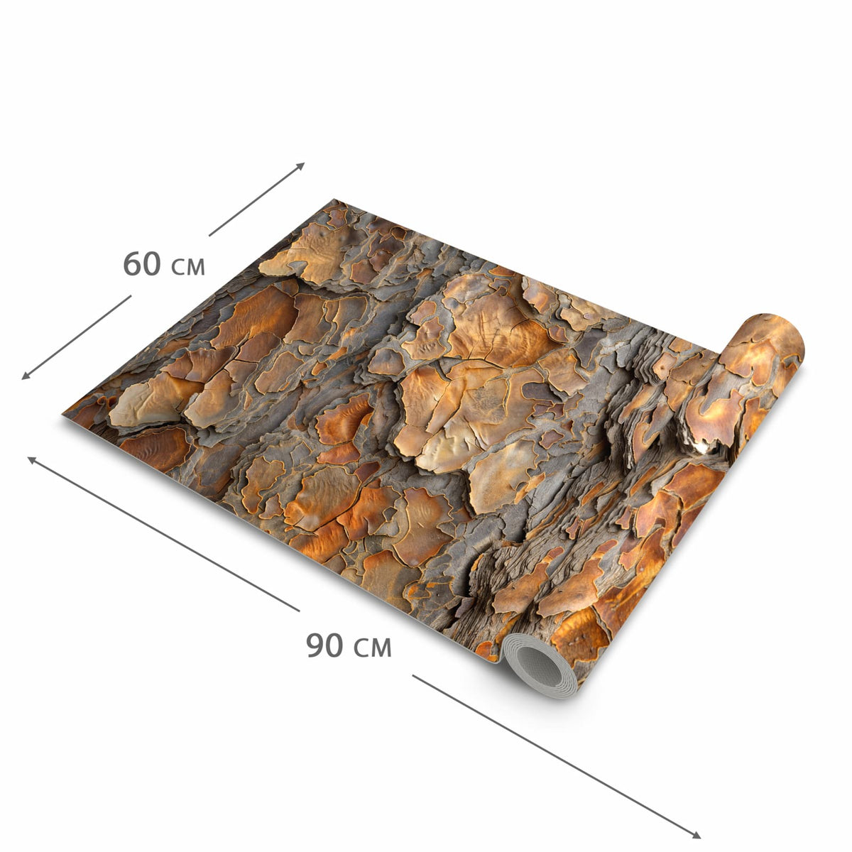 Farbbeständiger Küchenteppich mit Motiv Rinde Struktur Formen in der Grösse 80x200 cm