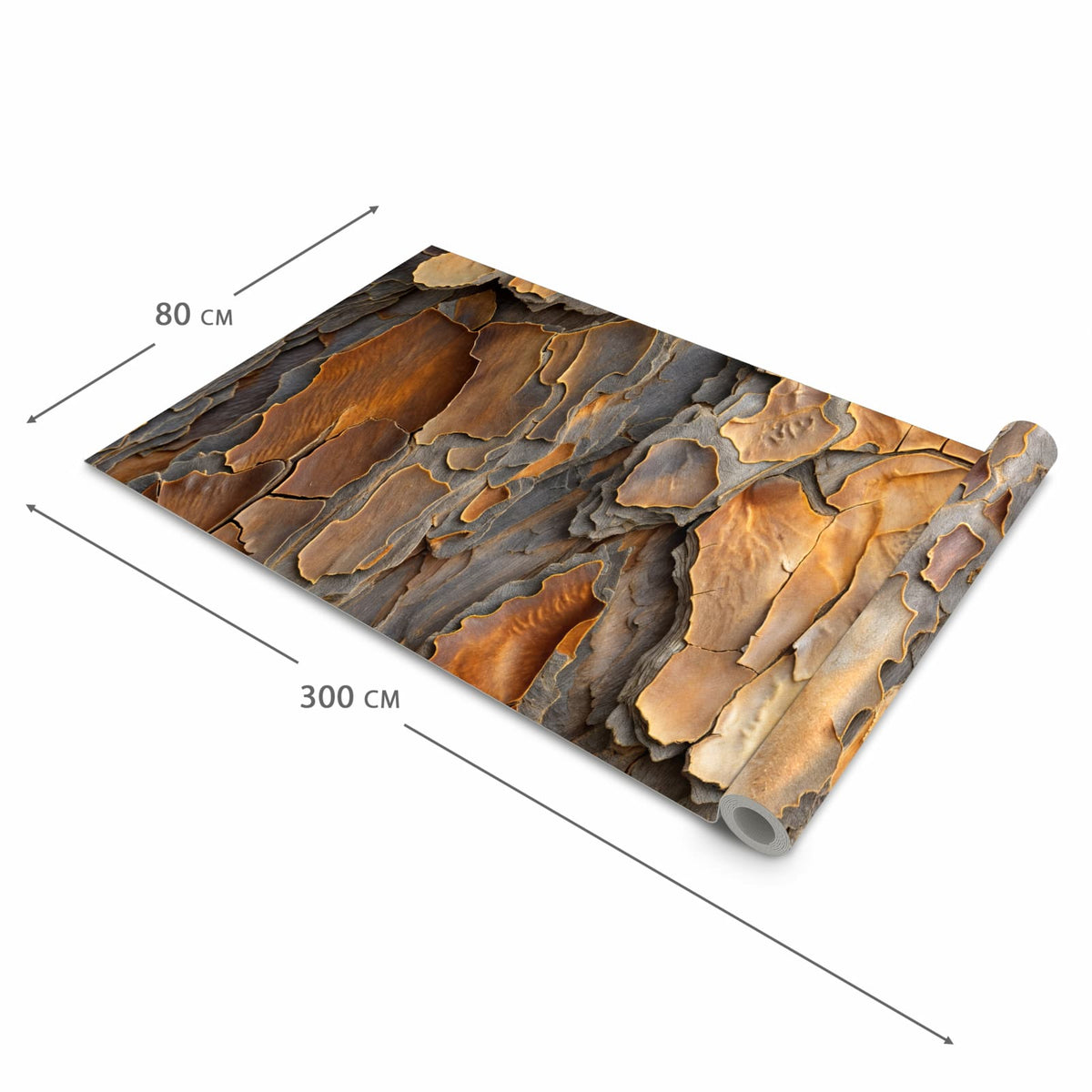 Geräuschdämpfender waschbarer Küchenteppich mit Motiv Rinde Struktur Formen in der Größe 80x200 cm