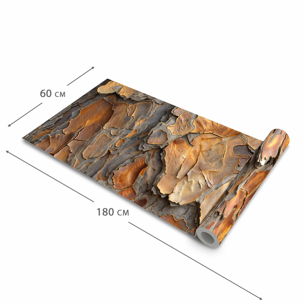 Feuchtigkeitsresistenter Bodenläufer mit Motiv Rinde Struktur Formen in der Grösse 80x200 cm