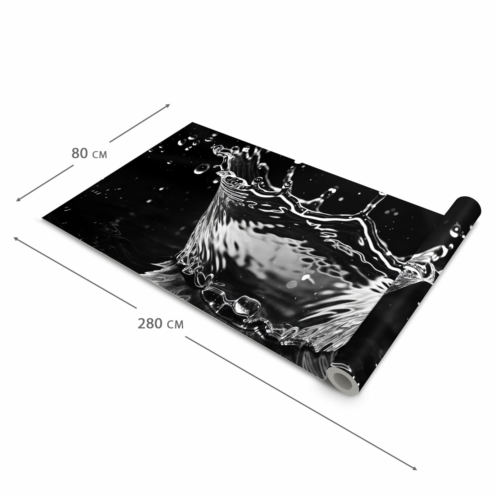 Dünner Küchenteppich mit Motiv Sanfte Wasserspritzer in der Grösse 60x90 cm - angenehme Haptik