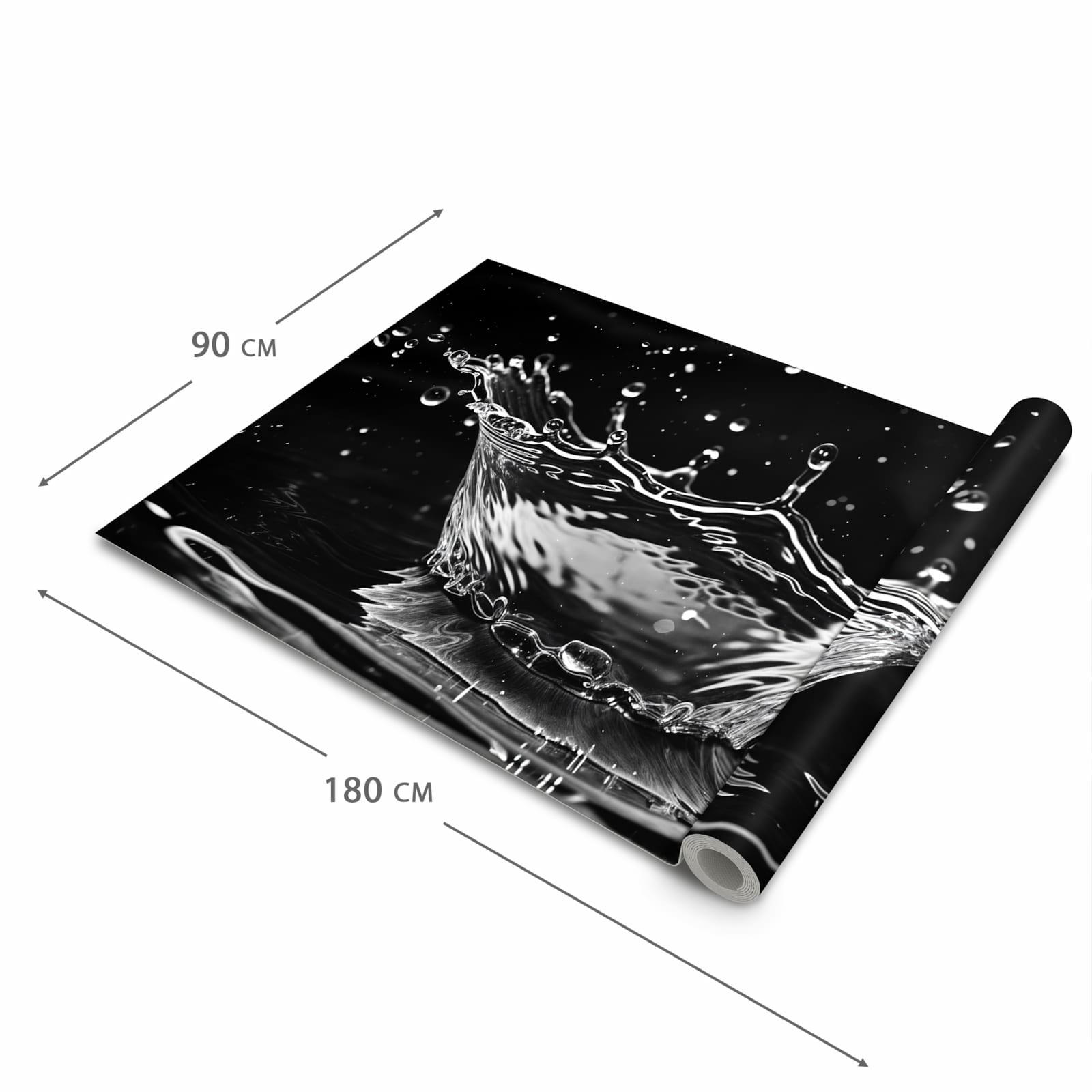 Strapazierfähiger waschbarer Teppich mit Motiv Sanfte Wasserspritzer in der Grösse 60x90 cm