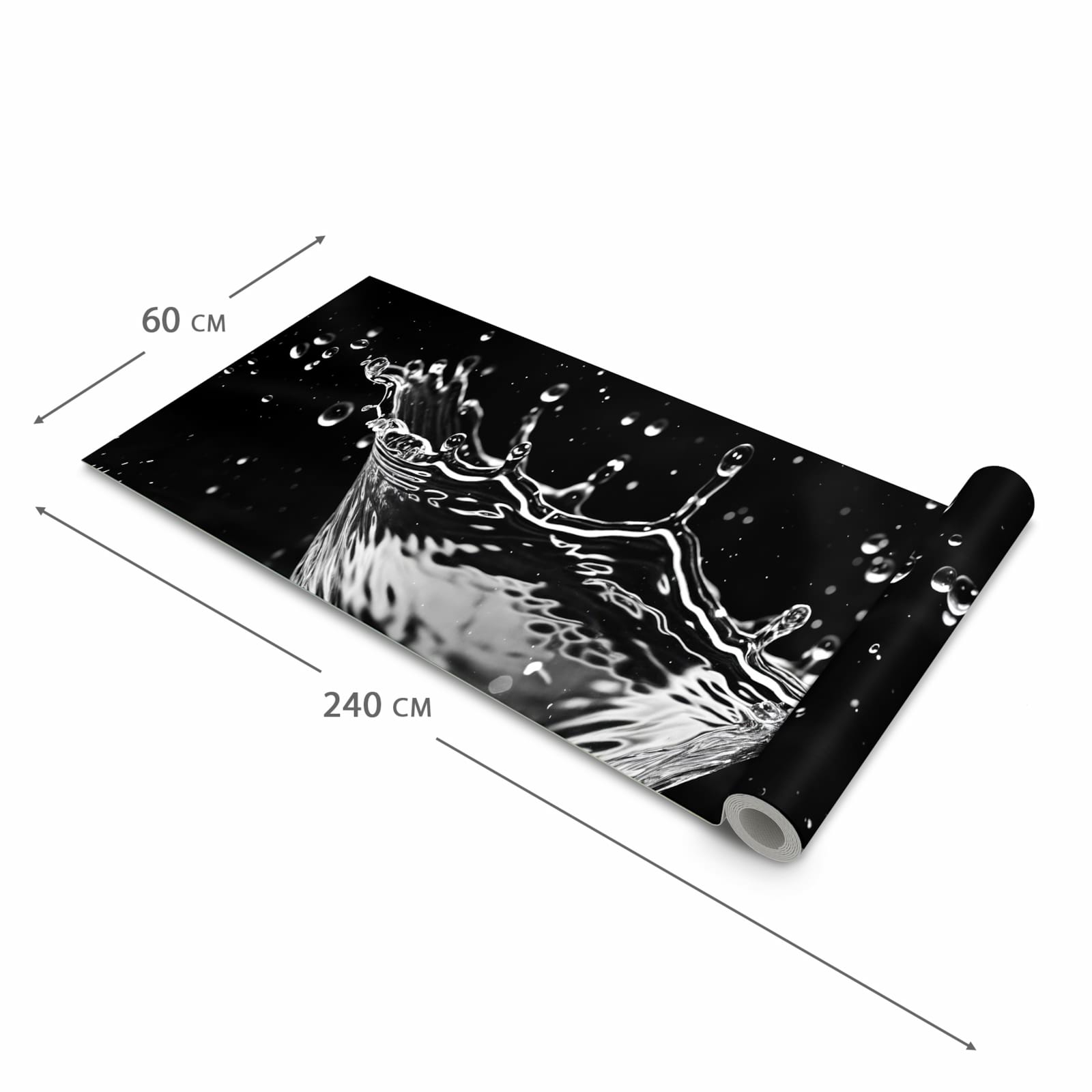 Langlebiger Teppichläufer für die Küche mit Motiv Sanfte Wasserspritzer in der Grösse 60x90 cm