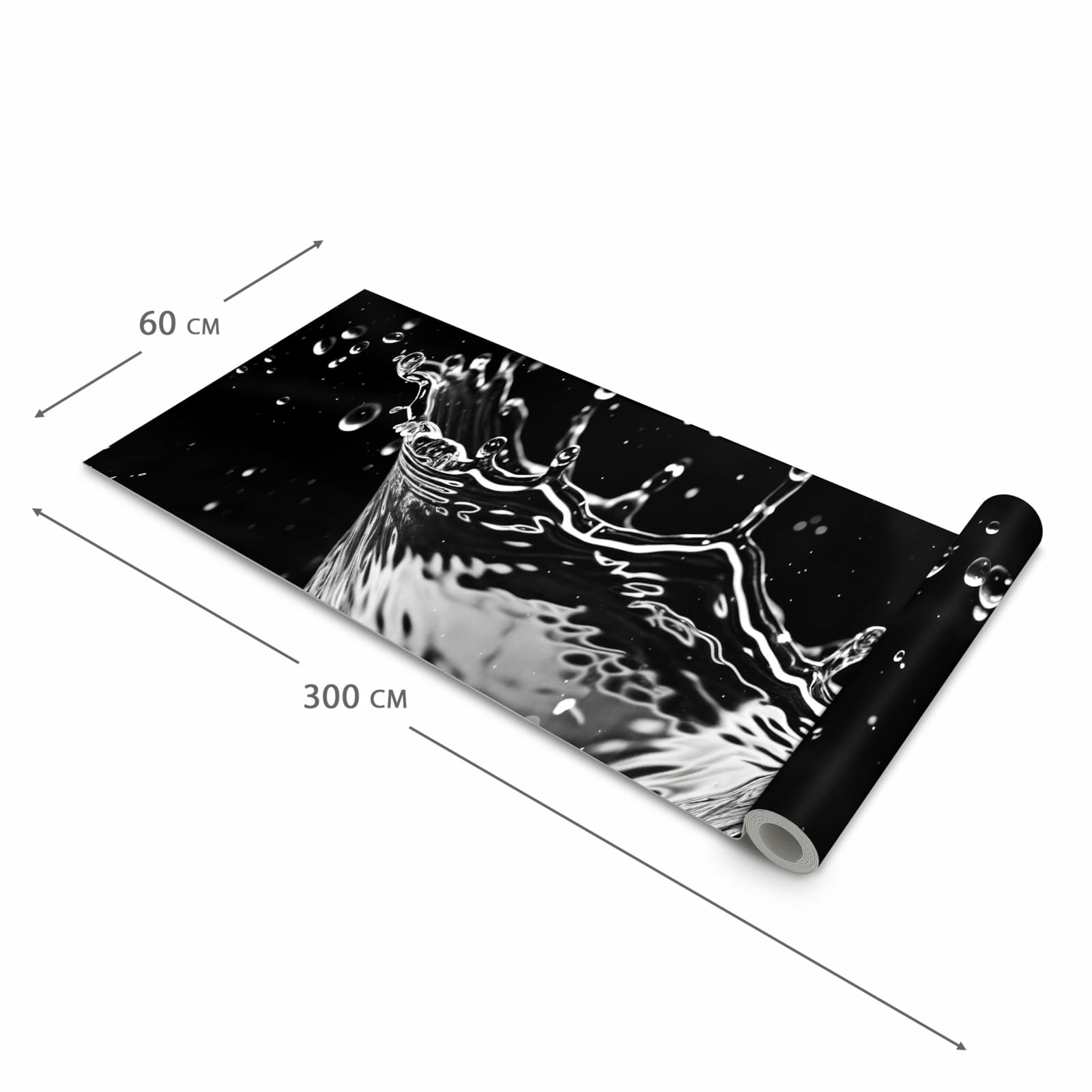 Pflegeleichter waschbarer Küchenläufer mit Motiv Sanfte Wasserspritzer in der Größe 60x90 cm