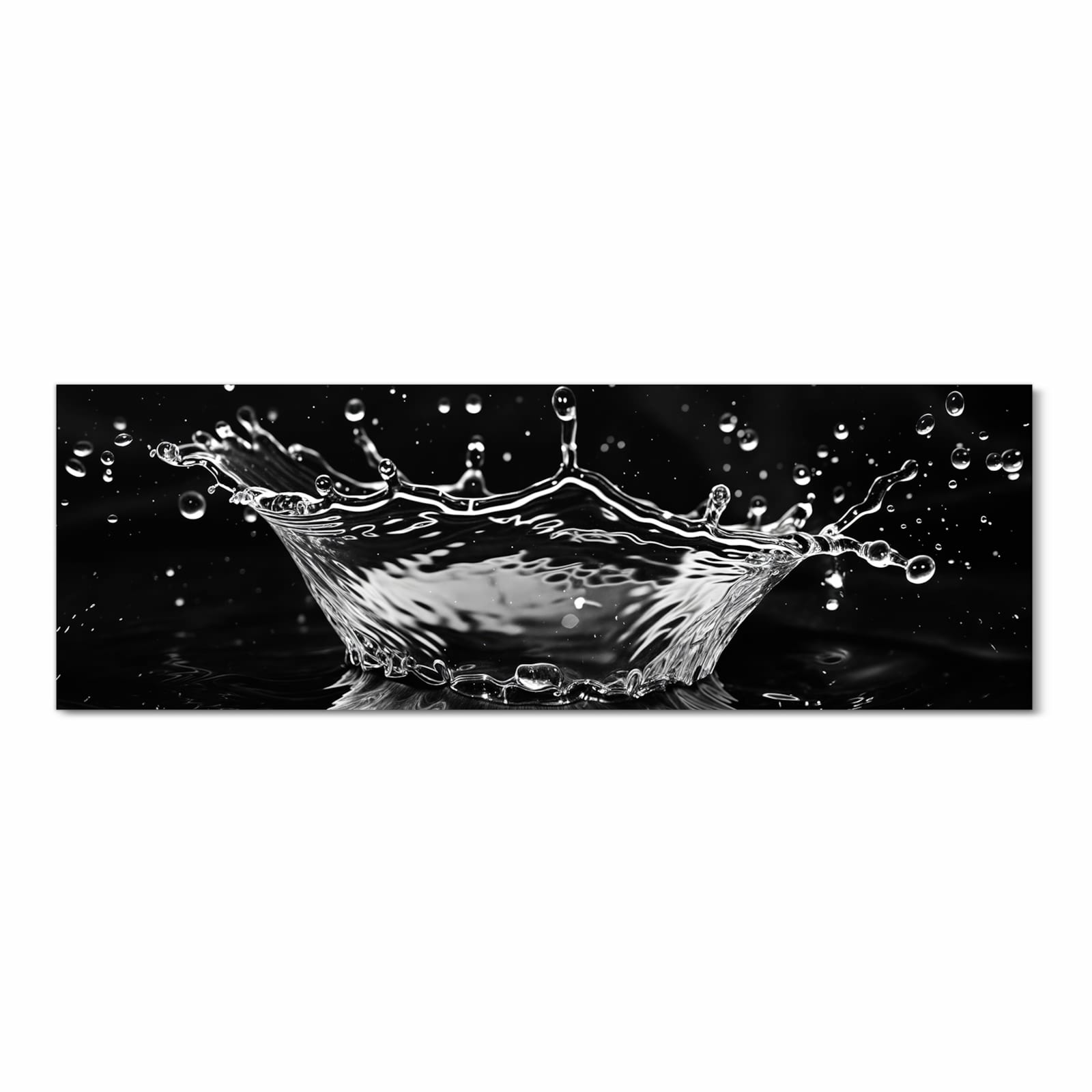 Rutschfester dünner Teppich mit Motiv Sanfte Wasserspritzer in Frontansicht für sicheren Stand