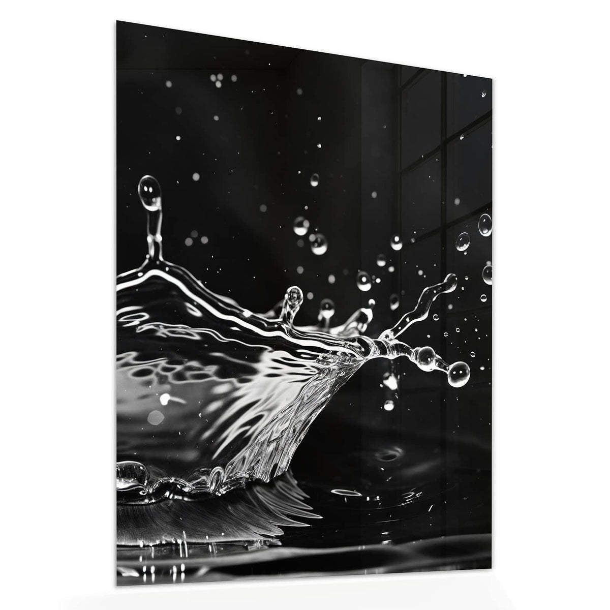 Echtglas, 4 mm – kein Acryl, keine Folie – Wandbild - Wasserkrone - Hochformat