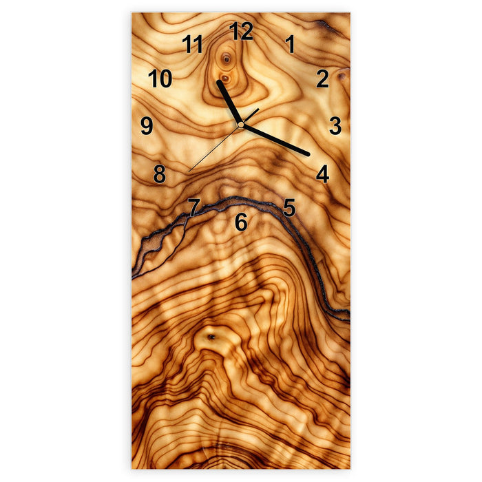 Wanduhr Rustikales Holz aus Glas – Hochformat 30 × 60 cm mit Ziffernblatt Modern