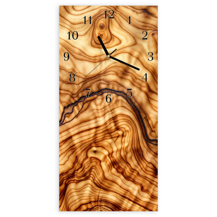Wanduhr Rustikales Holz aus Glas – Hochformat 30 × 60 cm mit Ziffernblatt Klassisch