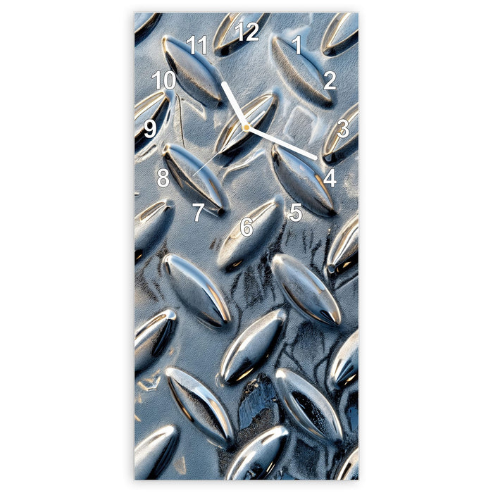 Wanduhr Riffelblechmuster aus Glas – Hochformat 30 × 60 cm mit Ziffernblatt Modern