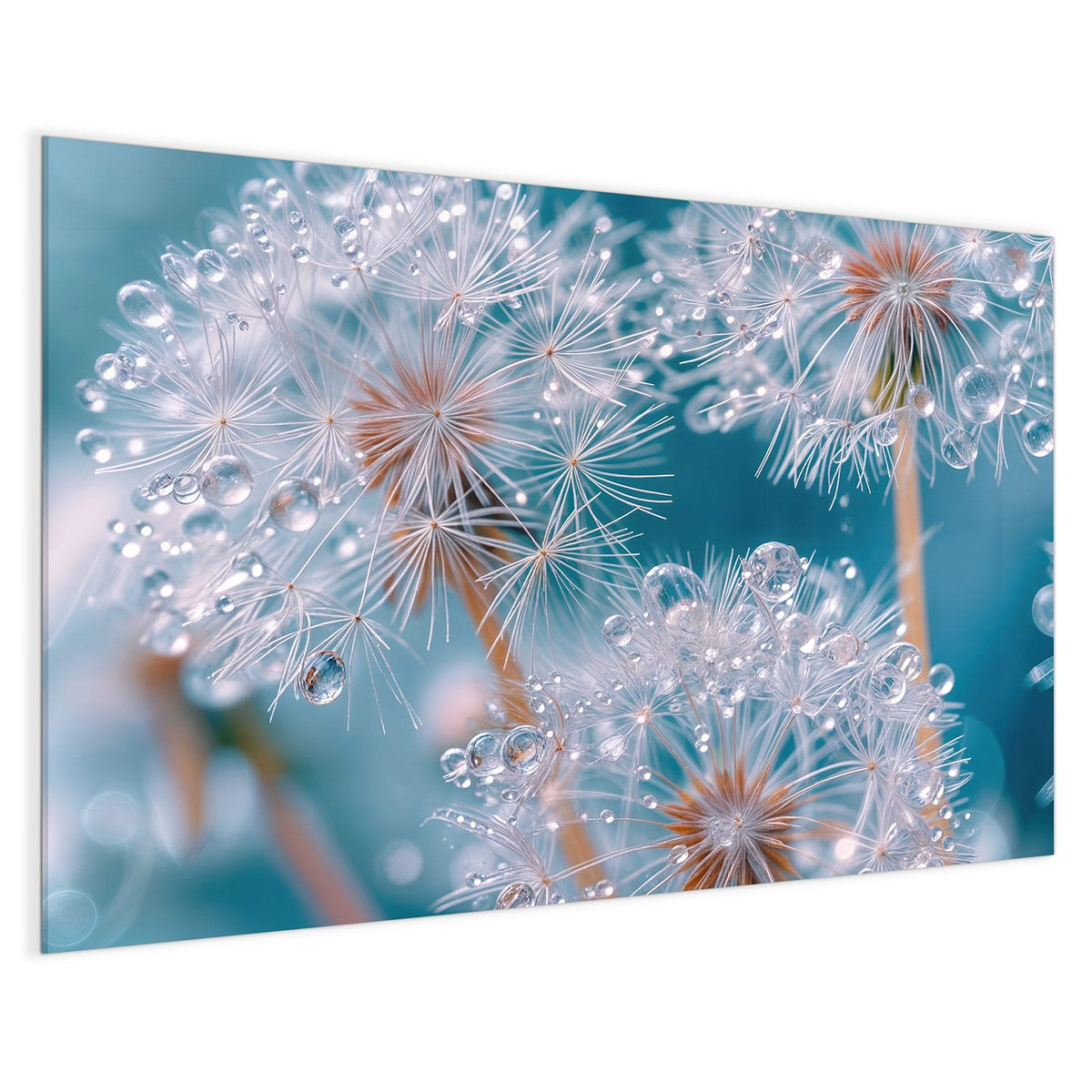 4 mm Glas statt lackiertem Blech – Magnettafel - Pusteblumen mit Tropfen