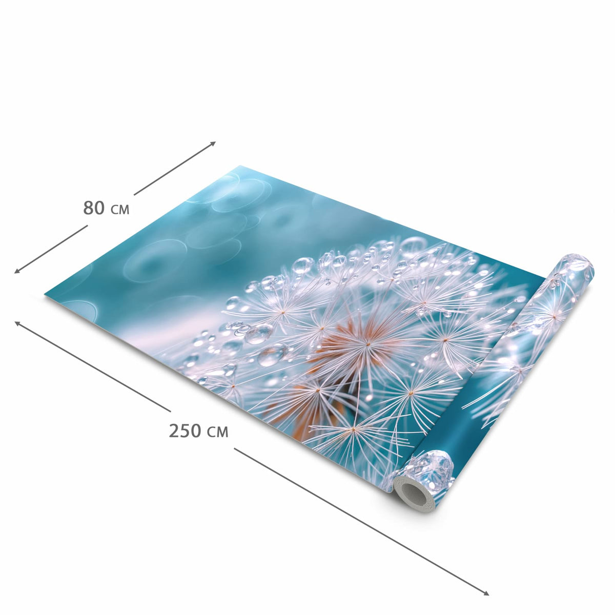 Waschbarer rutschfester Küchenteppich mit Motiv Wassertropfen Pusteblume in der Grösse 60x300 cm