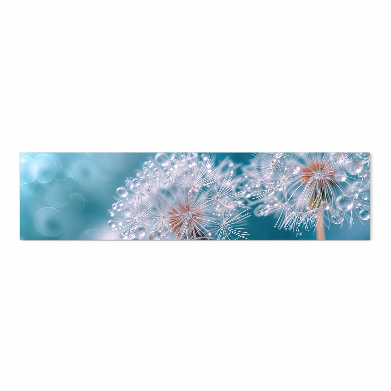 Wasserabweisender Küchenteppich mit Motiv Wassertropfen Pusteblume in Frontansicht