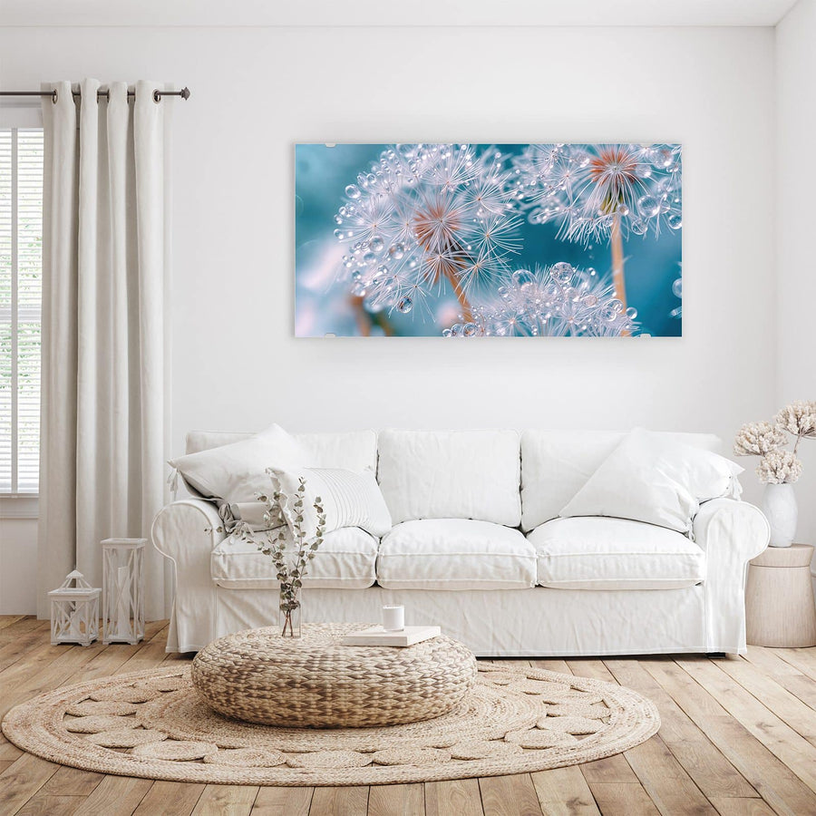 Maße Wandbild - Pusteblumen mit Tropfen - Querformat