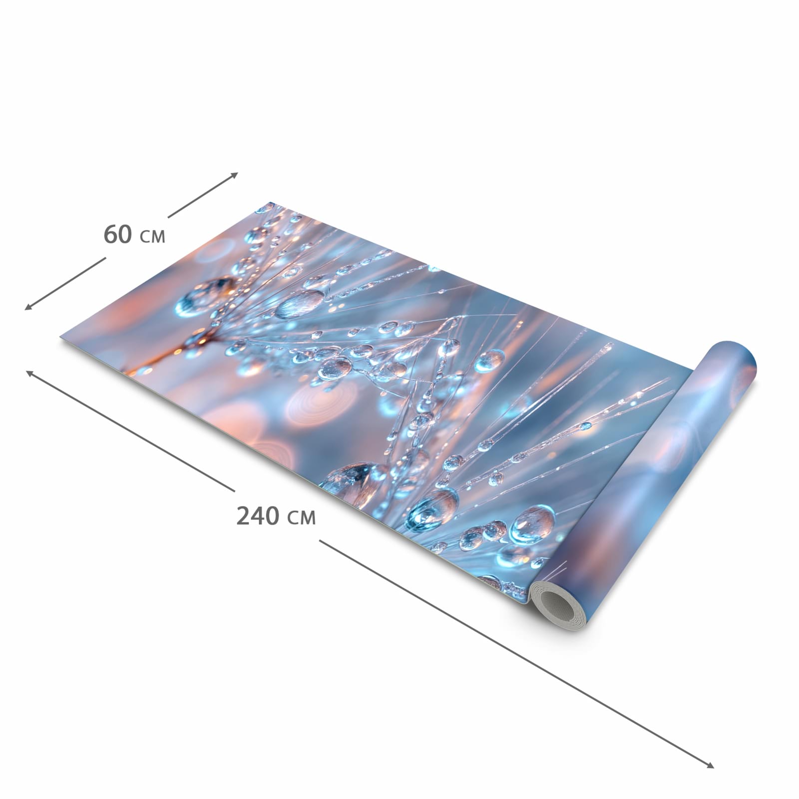 Zeitsparender Küchenteppich mit Motiv Wassertropfen Kunst in der Grösse 60x270 cm