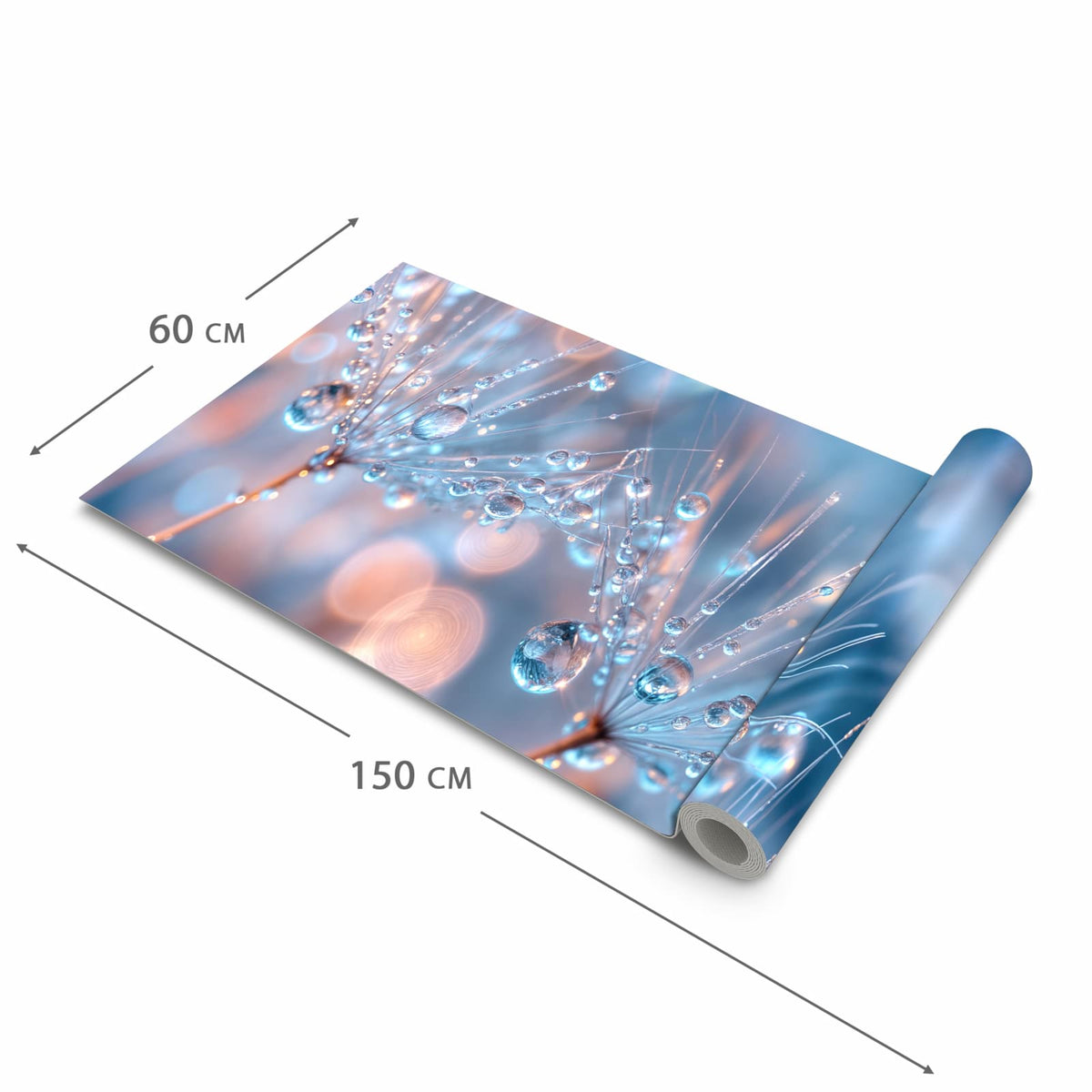 Formstabiler Küchenteppich mit Motiv Wassertropfen Kunst in der Grösse 60x270 cm