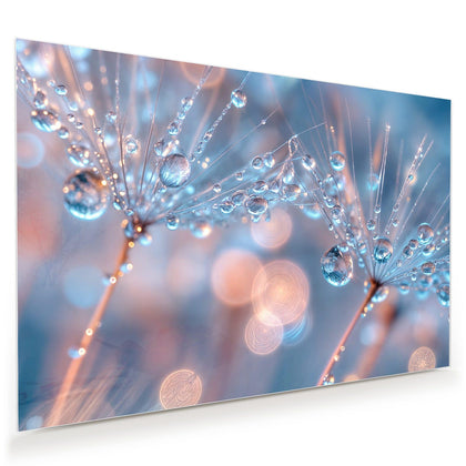 Wandbild mit dem Motiv Tautropfen in Blau