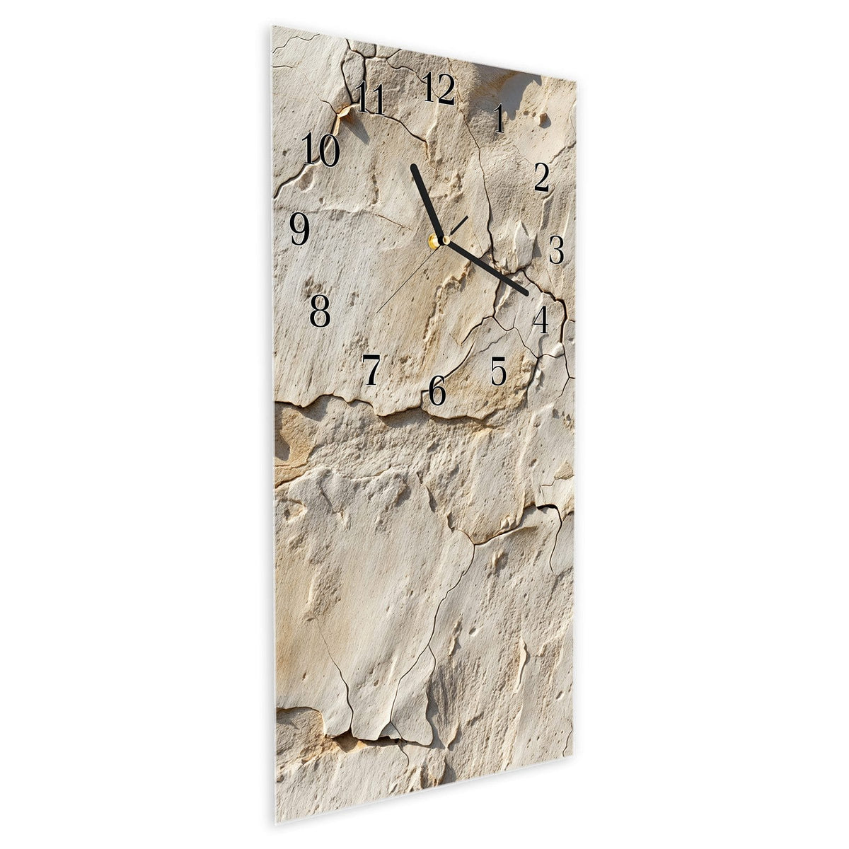 Vormontiert – mit Schwebeeffekt – Wanduhr Abgeplatzte Farbe aus Glas – Hochformat 30 × 60 cm