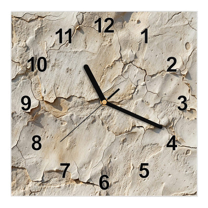 Wanduhr Quadratisch mit dem Motiv Beiger Putz mit Rissen