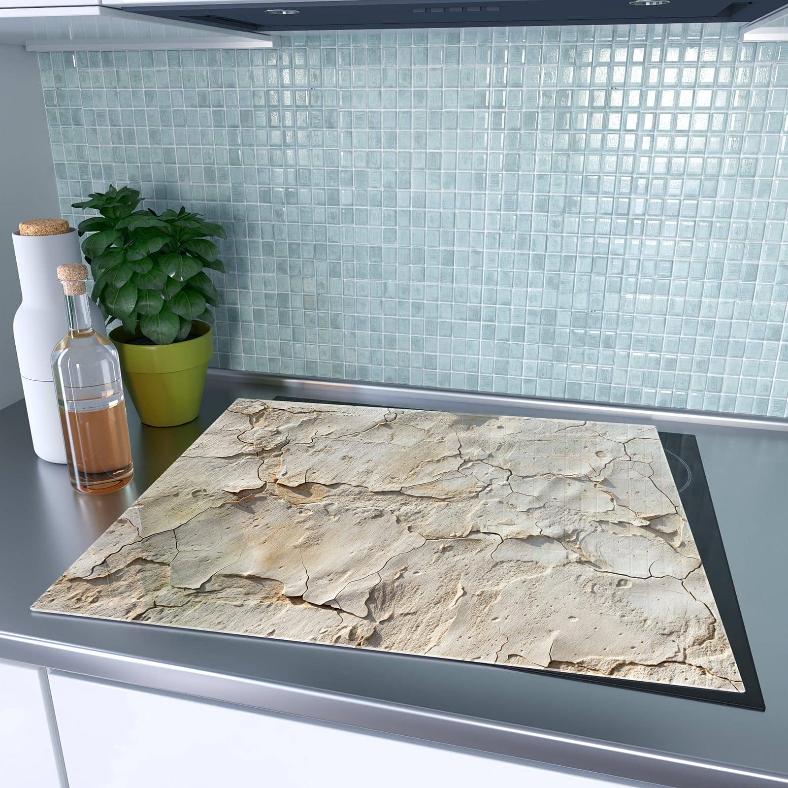 1-teilige Herdabdeckplatte mit Abgeplatzte Farbe-Motiv auf dem Ceranfeld