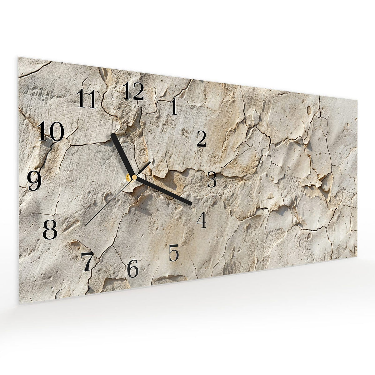 Vormontiert – mit Schwebeeffekt – Wanduhr Abgeplatzte Farbe aus Glas – Querformat 60 × 30 cm