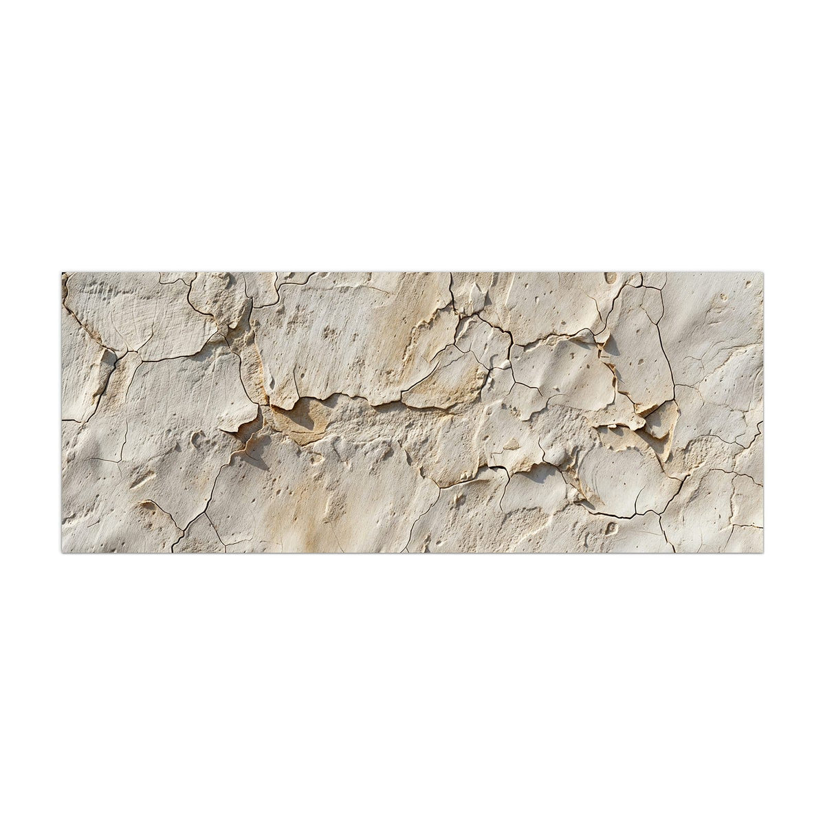 Küchenrückwand aus Glas Beiger Putz mit Rissen im Hochformat, Motiv bildfüllend von vorn