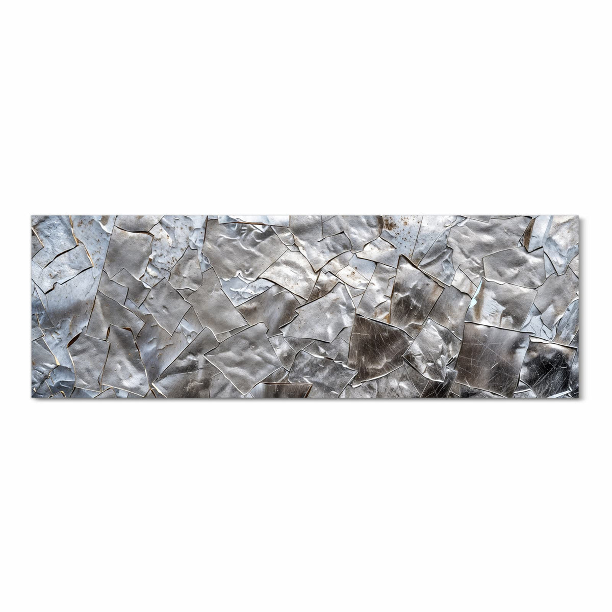 Küchenteppich mit Motiv Metallisches Mosaik in Frontansicht für sicheres Aufbewahren