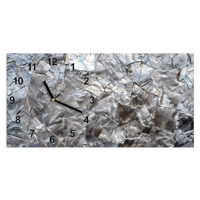 Wanduhr Metallisches Mosaik aus Glas – Querformat 60 × 30 cm mit Ziffernblatt Modern