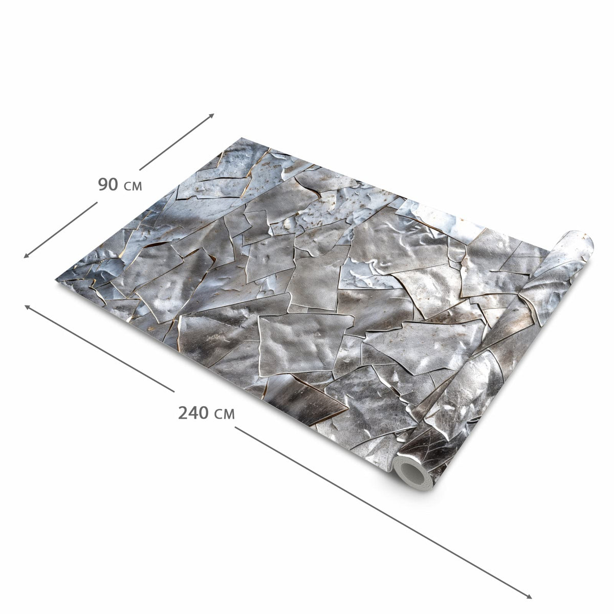 Pflegeleichter waschbarer Küchenläufer mit Motiv Metallisches Mosaik in der Größe 60x240 cm