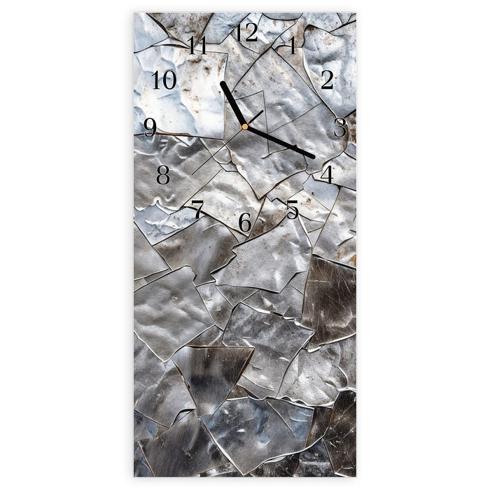 Wanduhr Metallisches Mosaik aus Glas – Hochformat 30 × 60 cm mit Ziffernblatt Klassisch