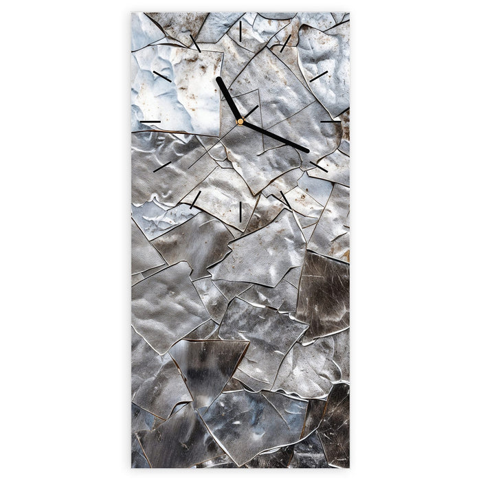 Wanduhr Metallisches Mosaik aus Glas – Hochformat 30 × 60 cm mit Ziffernblatt Linie