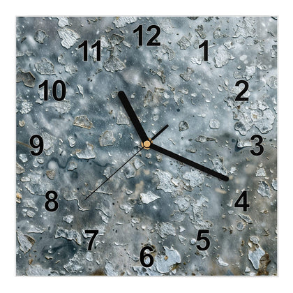 Wanduhr Quadratisch mit dem Motiv Abgeplatztes Graublau