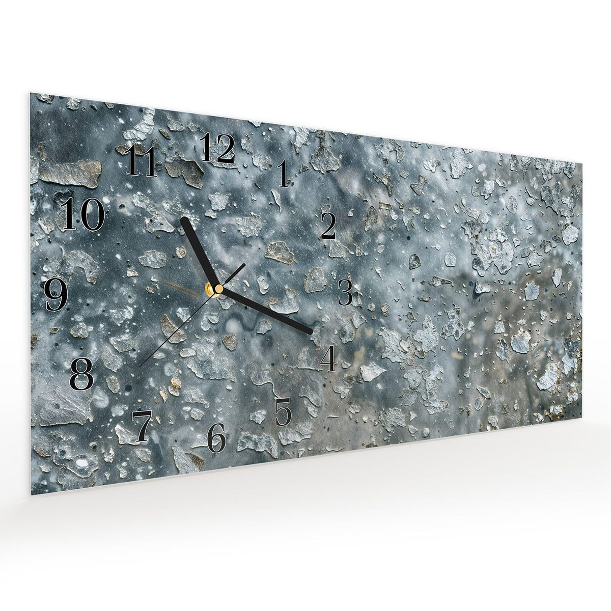 Vormontiert – mit Schwebeeffekt – Wanduhr Abblätternde Farbe Detail aus Glas – Querformat 60 × 30 cm