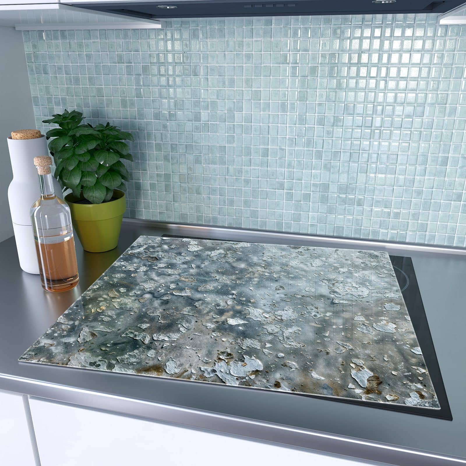 1-teilige Herdabdeckplatte aus Glas mit Abblätternde Farbe Detail-Motiv auf dem Ceranfeld