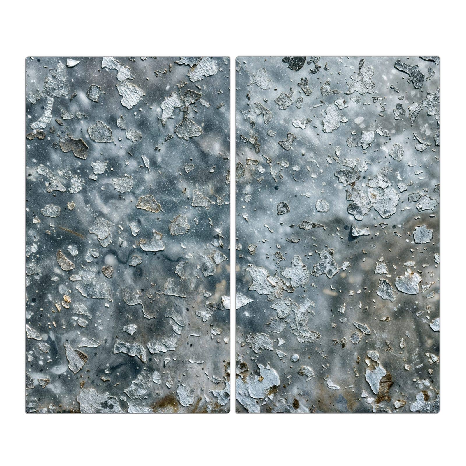 2-teilige Herdabdeckplatte mit Abblätternde Farbe Detail-Motiv in der Frontansicht #grösse_2-Teilig (60x52cm)