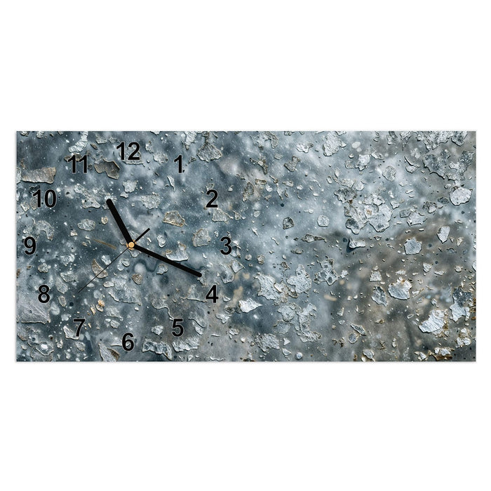 Wanduhr Abblätternde Farbe Detail aus Glas – Querformat 60 × 30 cm mit Ziffernblatt Modern