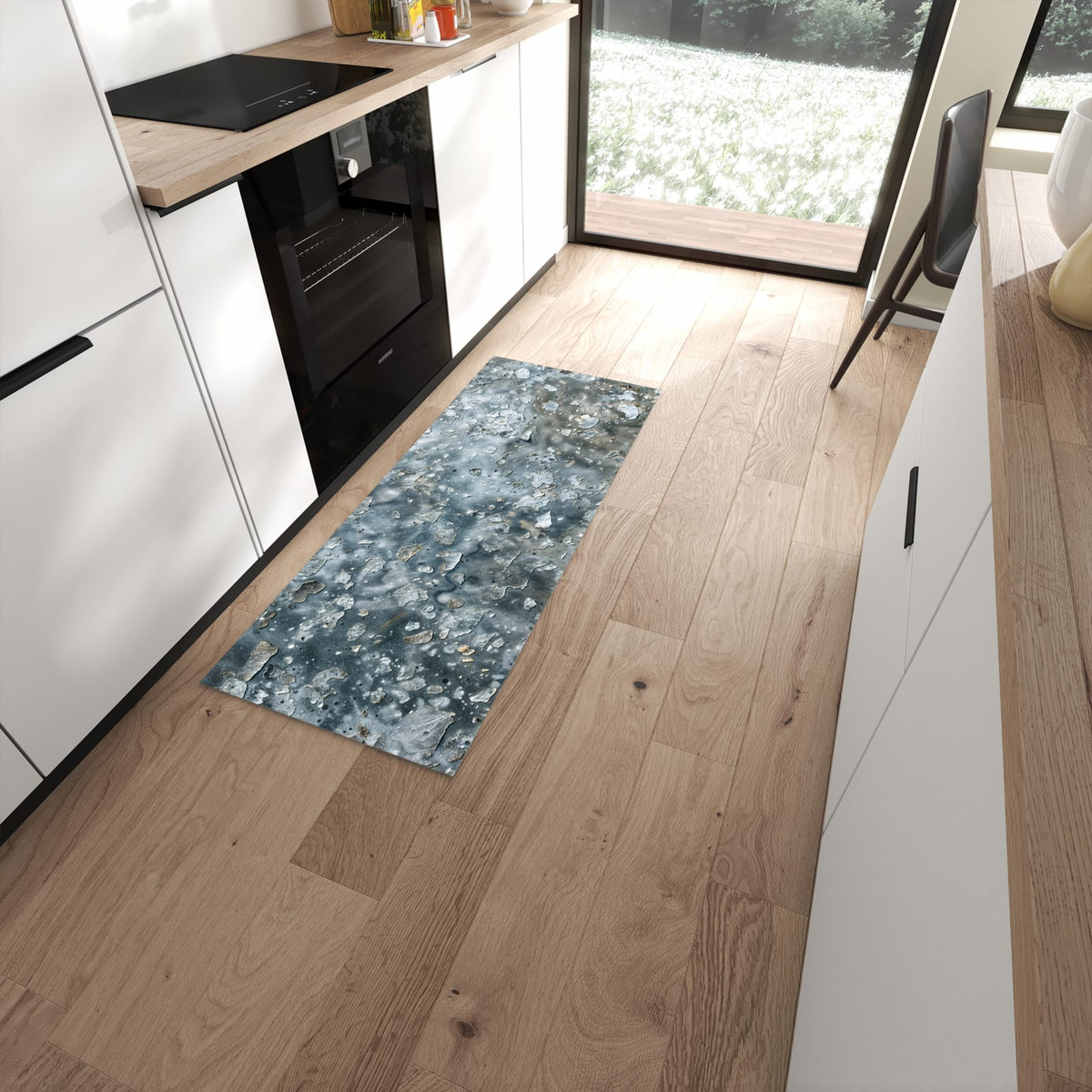 Fleckenresistenter Küchenteppich mit Motiv Farbe des Abblätternde in moderner Küche #grösse_60 x 150 cm