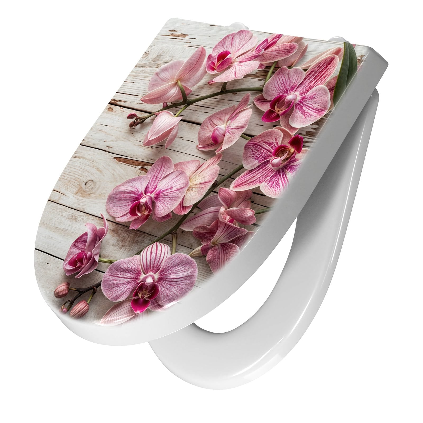 WC-Sitz mit Absenkautomatik Orchideen auf Holz