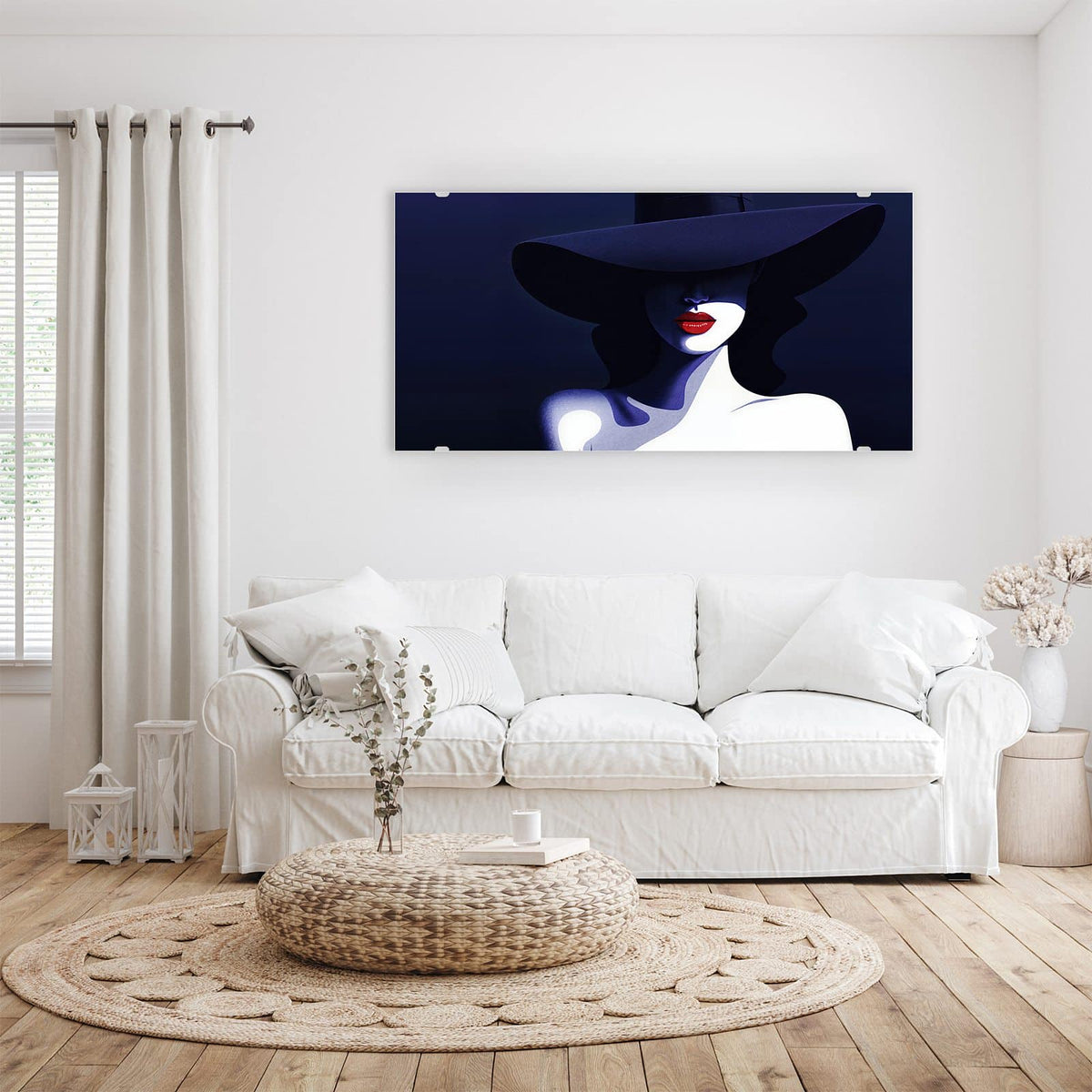 Wandbild - Dame mit dunklem Hut - Querformat – Glamour-Dame unter dunklem Hut