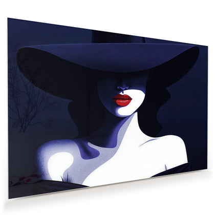 Wandbild mit dem Motiv Dame mit dunklem Hut