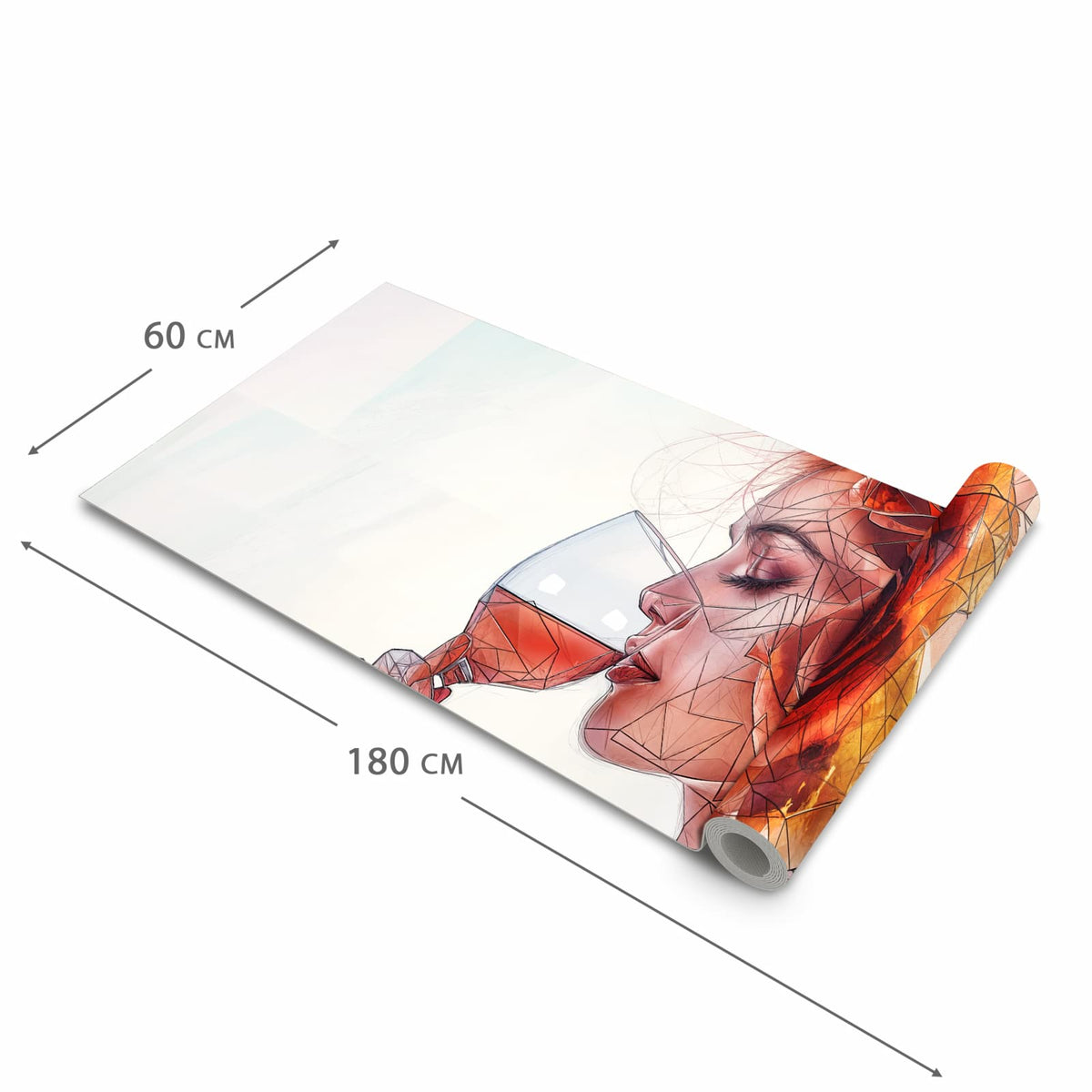 Waschbarer rutschfester Küchenläufer mit Motiv Weintrinkende Frau in der Größe 60x180 cm