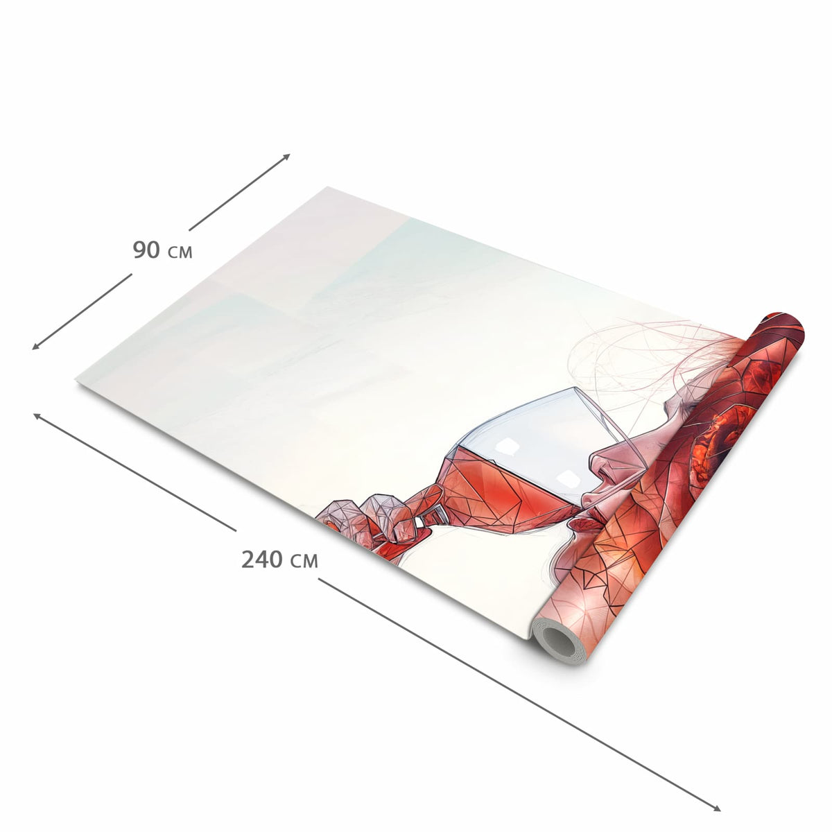 Zeitsparender Küchenteppich mit Motiv Weintrinkende Frau in der Grösse 60x180 cm