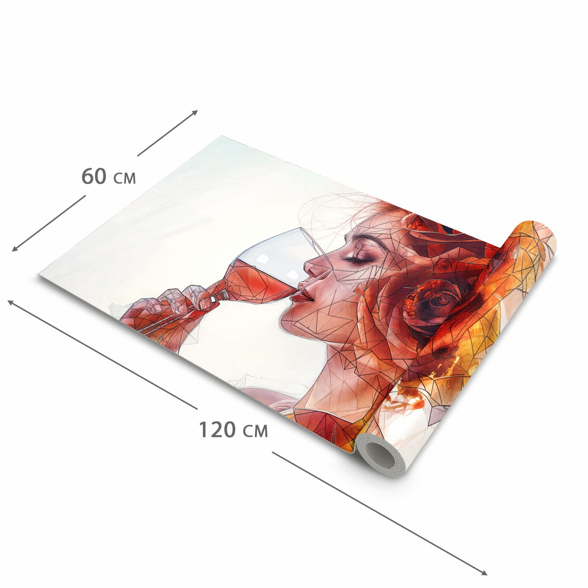 Hygienischer rutschfester Küchenläufer mit Motiv Weintrinkende Frau in der Grösse 60x180 cm