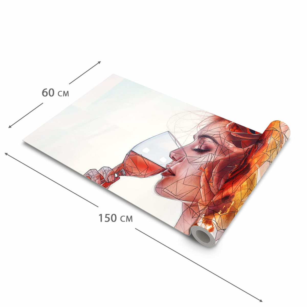 Strapazierfähiger waschbarer Küchenläufer mit Motiv Weintrinkende Frau in der Größe 60x180 cm