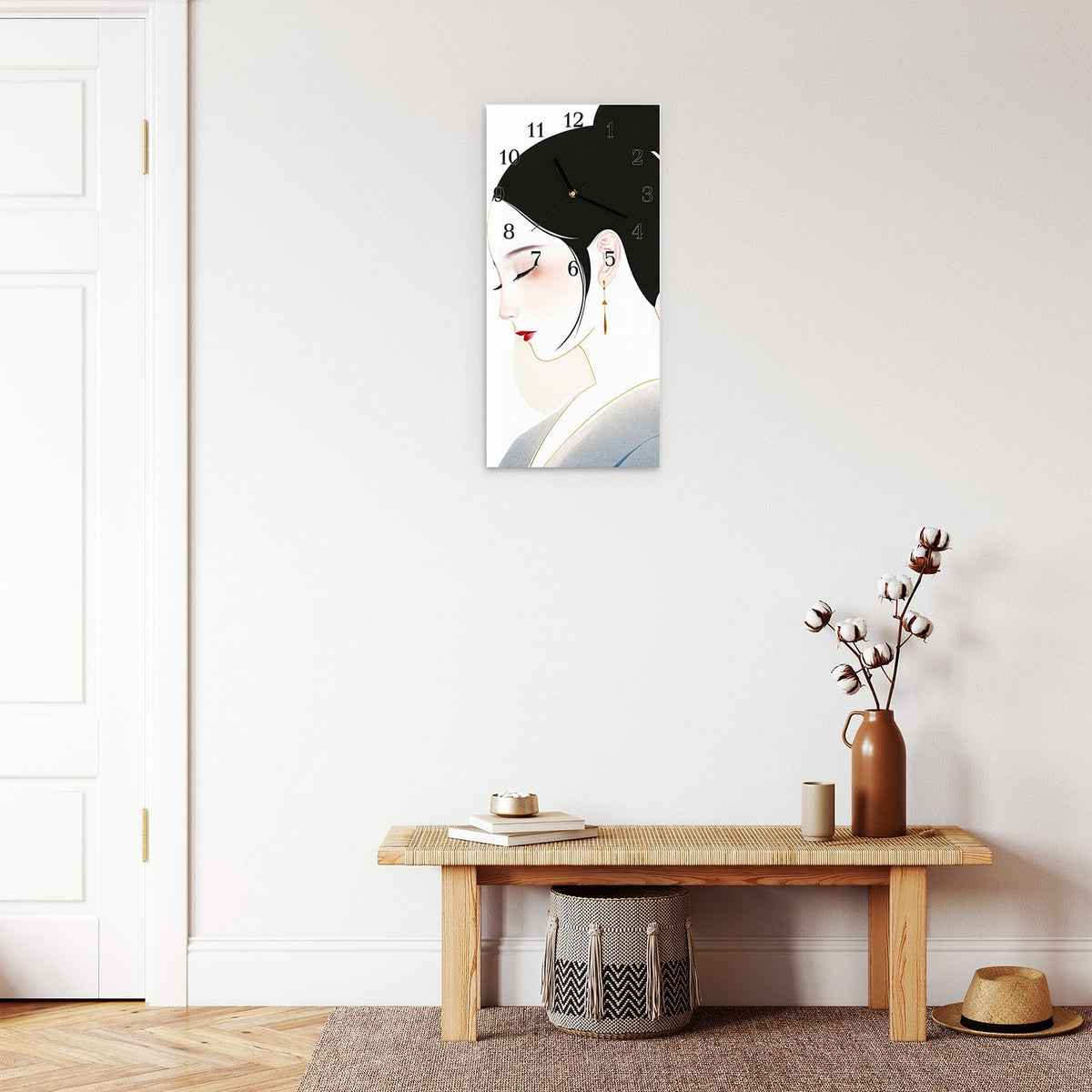 Moderne Wanduhr aus Glas mit Farbtiefe – Wanduhr Stilvolle Abstraktion aus Glas – Hochformat 30 × 60 cm