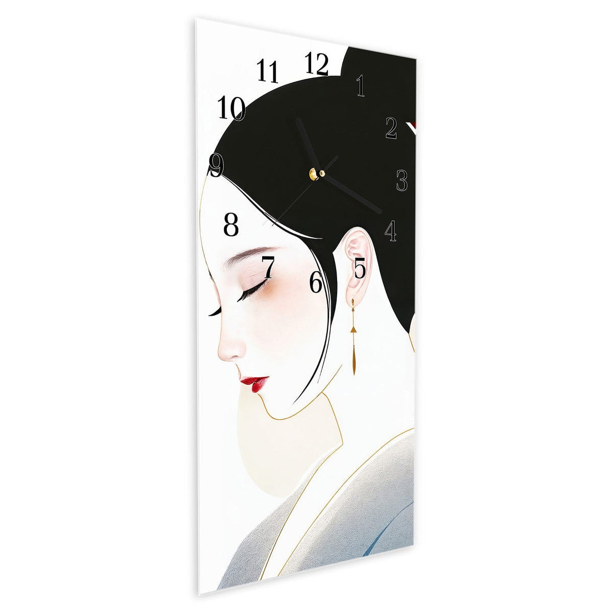 Vormontiert – mit Schwebeeffekt – Wanduhr Stilvolle Abstraktion aus Glas – Hochformat 30 × 60 cm